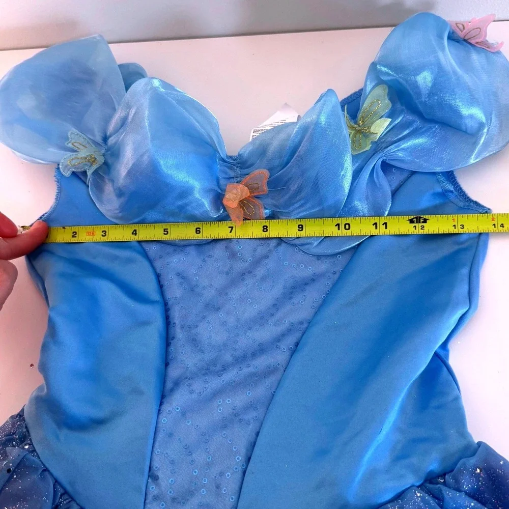 Disney Cinderella Blue Butterfly Sparkle‎ Costume Dress Girls 7-8 Fairy Princess